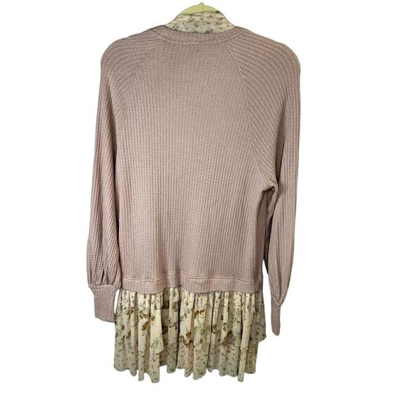 NWT FREE PEOPLE Opposites Attract Waffle Knit Mixed Media Mini Dress XS - Picture 8 of 14